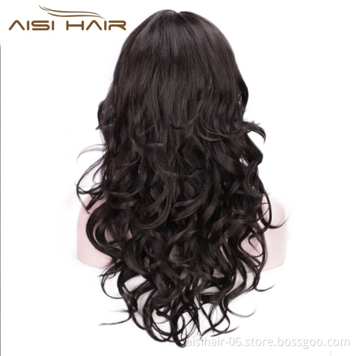 Heat Resistant Synthetic Long Wavy Black Body Wave Cosplay Party Fashion Fiber Hair Wig For Black Women Wigs
